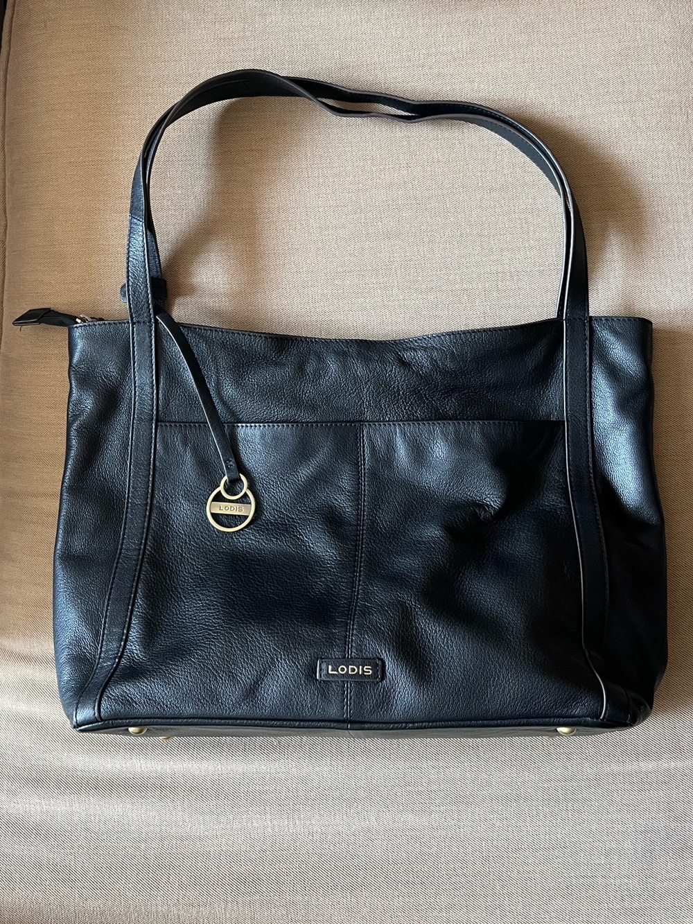 Large Black Genuine Leather Tote Bag